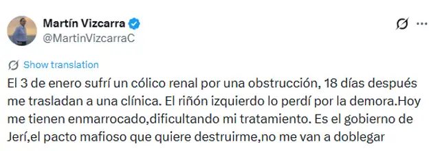 El testimonio del expresidente tras perder un riñón en intervención médica.