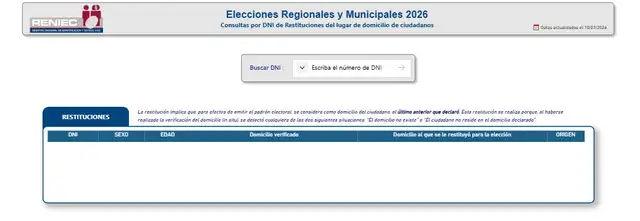 Reniec habilita enlace para verificar tus datos en el padrón antes de las elecciones municipales. Reniec habilita enlace para verificar tus datos en el padrón antes de las elecciones municipales.