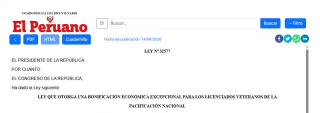 Ley N.° 32577.
