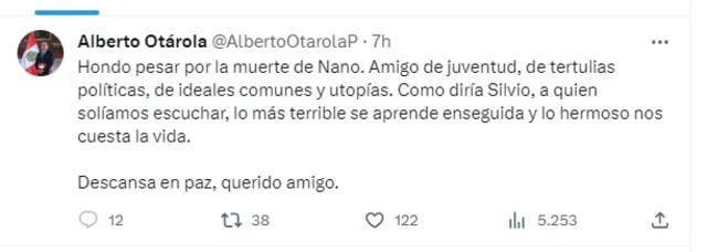 Premier Otárola también hace presente sus condolencias tras la muerte del congresista Hernando Guerra-García.   