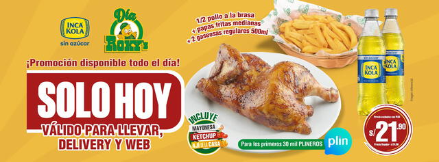 Pollito a la brasa en Rokys's.