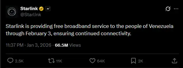 El regalo de Elon Musk para Venezuela tras la captura de Maduro.