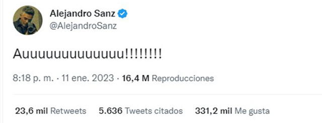 Alejandro Sanz comentó sobre la canción de Shakira. Foto: Captura Twitter.  