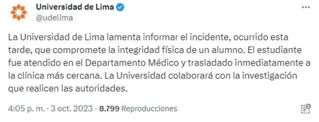 Comunicado de la U de Lima.