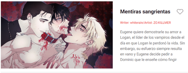 <em> 'Mentiras Sangrientas' manhwa BL disponible en online. Captura: Lezhin ES </em>   