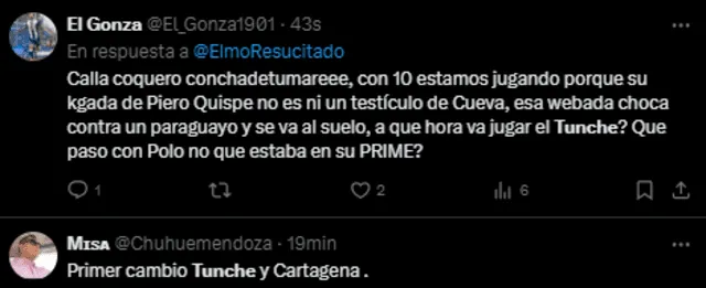 Reacciones de peruanos en X sobre la participación del 'Tunche' con la 'Bicolor'. Foto: Captura de pantalla 