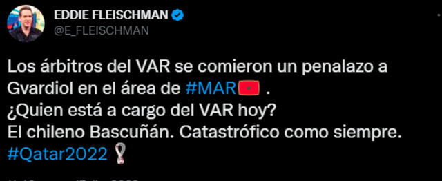 El contundente mensaje de Eddie Fleischman contra Julio Bascuñán. / FUENTE: Twitter.   