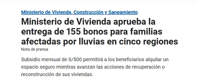 ¿Qué ciudadanos recibirán el bono de S/500 soles del MVCS?