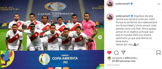 Santamaría jugó el último partido de Perú. | FUENTE: Instagram.   