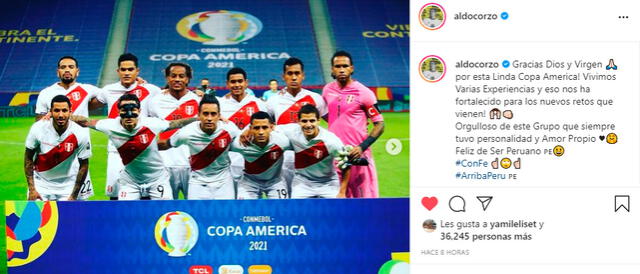 Corzo jugó toda la Copa América 2021. | FUENTE: Instagram.   