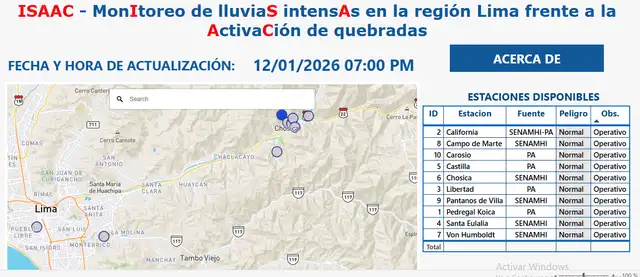 ISAAC: la plataforma del Senamhi que te permite ver lluvias en tiempo real.