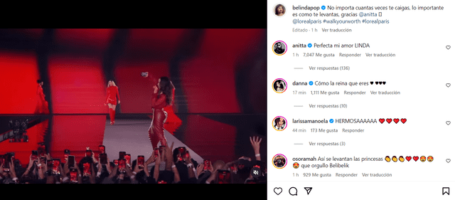 Belinda agradece a Anitta por ayudarla tras caerse en desfile de modas.  