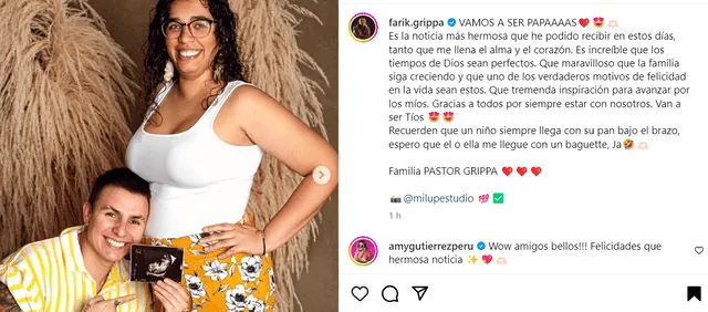 Farik Grippa anuncia el embarazo de su esposa.