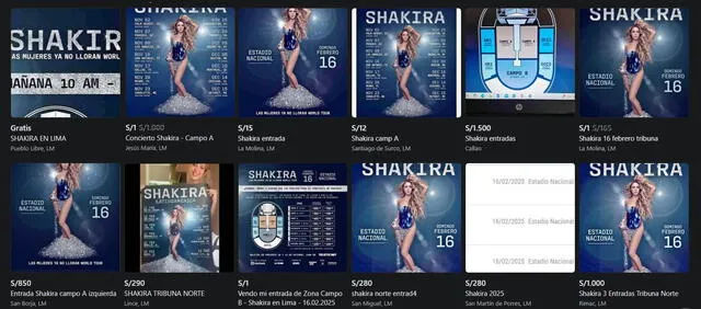 Entradas para el concierto de Shakira en Lima ya son revendidas en Facebook. 