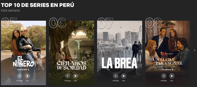  <em> Top 10 de series de Netflix. Captura: Netflix</em>    