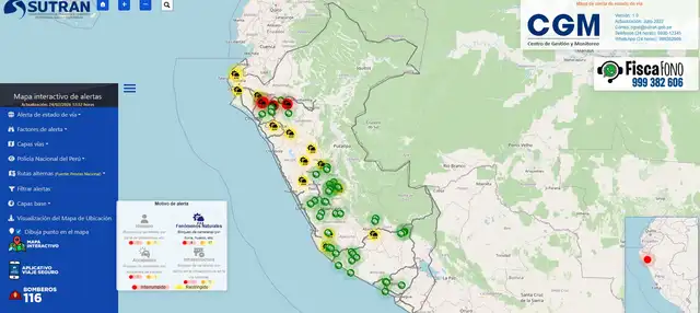 <strong> Sutrán mantiene actualizado en vivo el mapa sobre bloqueos de carreteras en el Perú</strong>   