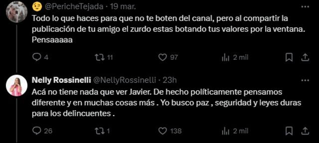 Nelly Rossinelli admite en redes diferencia con Javier Masías Nelly Rossinelli admite en redes diferencia con Javier Masías