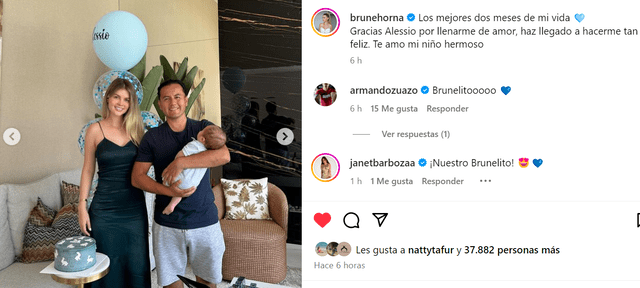 Brunella Horna y Richard Acuña celebran los 2 meses de su bebé.