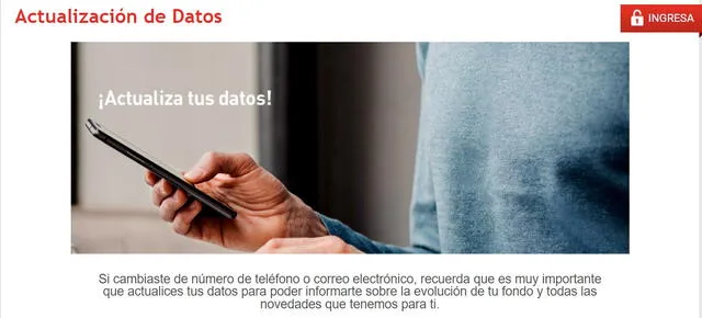  Puedes actualizar tus datos de forma online en página web de Profuturo. 