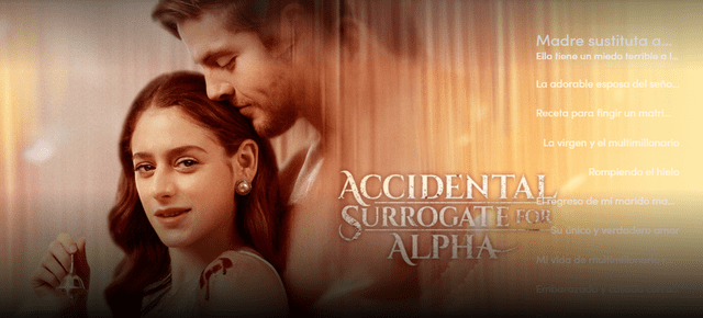 La serie “Sustituta accidental para Alfa” está en 'Reelshort' pero en inglés.  