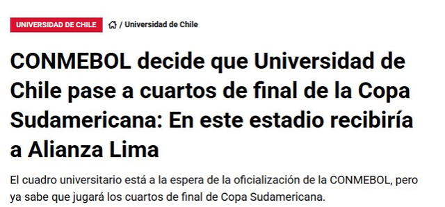  Información sobre el fallo de Conmebol. Foto: Bolavip Chile   
