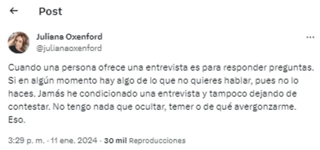 Juliana Oxenford y su contundente respuesta a Lucía Oxenford por hablar de Marcelo Oxenford.