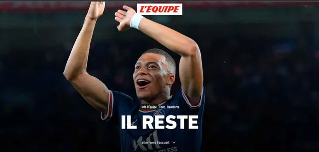 La portada de L'Equipe para anunciar como primicia la permanencia de Mbappé. / FUENTE: L'Equipe.   