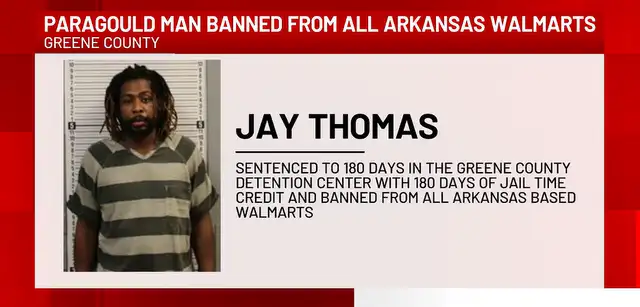 Jay Thomas es vetado de Walmart Arkansas. Jay Thomas es vetado de Walmart Arkansas.