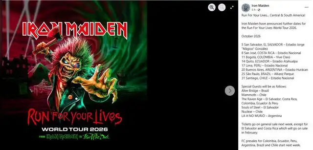  Fecha y lugar para ver a Iron Maiden en Lima 