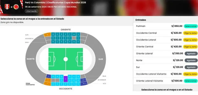 Las entradas para el Perú vs. Colombia todavía están disponibles- / Foto: Joinnus. 