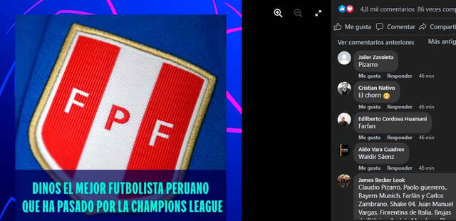 Encuesta de la Champions League. / FUENTE: Facebook.   