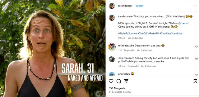 <em>Sarah Danser fue despedida por su hermano, quien lamentó su partida. Captura: Instagram</em>   