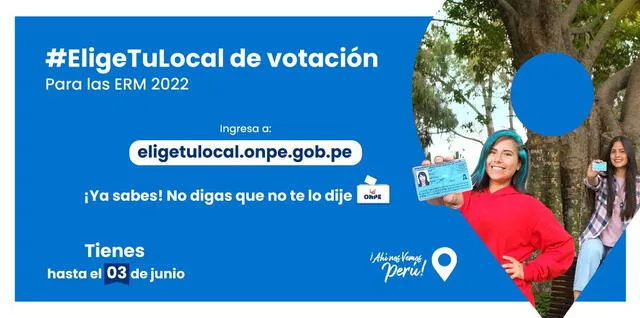 ONPE habilita plataforma "Elige tu local de votación".   