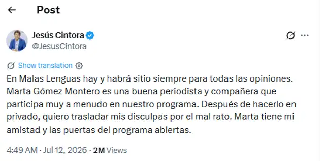 Conductor de TV que hizo renunciar en vivo a su compañera tras humillarla se pronuncia