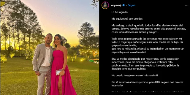  Neymar lanza comunicado a la opinión pública sobre su desliz de infidelidad.    