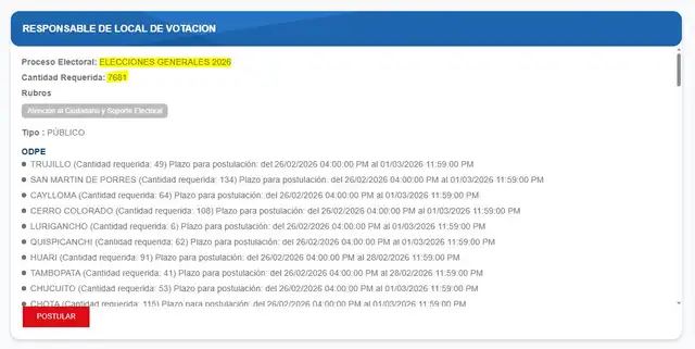 <strong> La ONPE ha puesto a disposición de la ciudadanía 7681 puestos de trabajo</strong>   