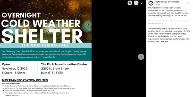 Refugios en Florida por la ola de frío