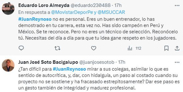 Hinchas peruanos reaccionan a posible salida de Juan Reynoso.   