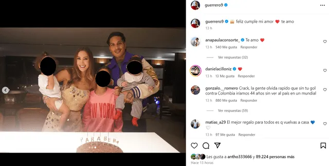 Paolo Guerrero dedica publicación a Ana Paula por su cumpleaños.  