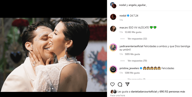 Christian Nodal y Ángela Aguilar se casaron y evidenciaron su unión en las redes sociales.