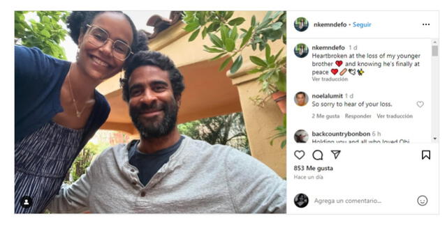 Hermana de Obi Ndefo deja conmovedor mensaje en redes tras partida del actor internacional.