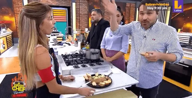 Giacomo Bocchio y Fiorella Cayo en tenso momento en El Gran Chef Famosos.