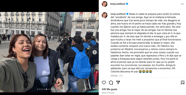 Lesly Castillo sufre fuerte pérdida. Lesly Castillo sufre fuerte pérdida.