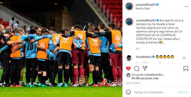 Mensaje de Edinson Cavani en redes sociales. | FUENTE: Instagram.   