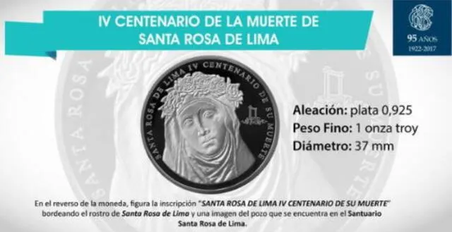 ¿Qué se sabe de esta moneda de Santa Rosa de Lima?
