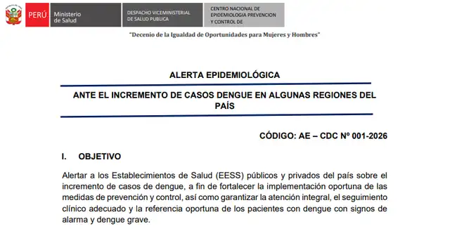 Alerta Epidemiológica AE-CDC n.º 001-2026. Alerta Epidemiológica AE-CDC n.º 001-2026.