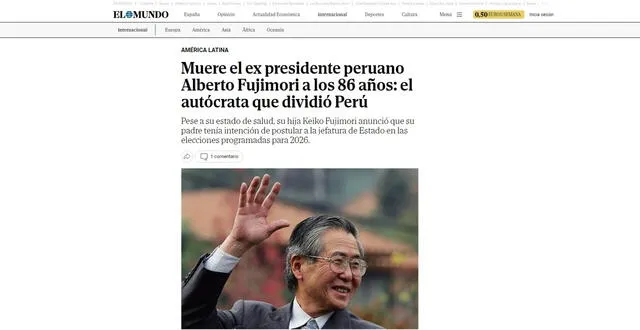 Alberto Fujimori: así informan medios internacionales sobre la muerte del exdictador a los 86 años