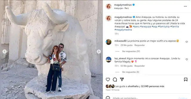 Magaly Medina sube fotografía con toros y es punto de burlas en las redes sociales.