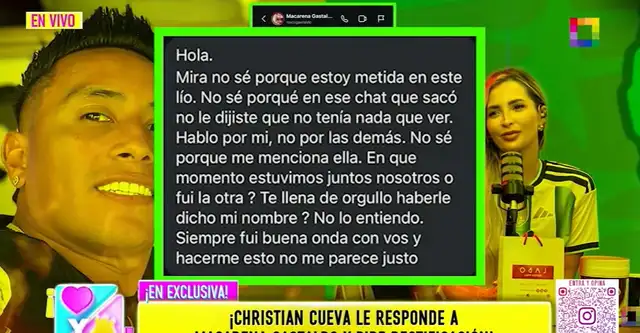 Christian Cueva expone todos sus chats con Macarena Gastaldo tras revelarse que la buscó pese a su relación con Pamela Franco Christian Cueva expone todos sus chats con Macarena Gastaldo tras revelarse que la buscó pese a su relación con Pamela Franco