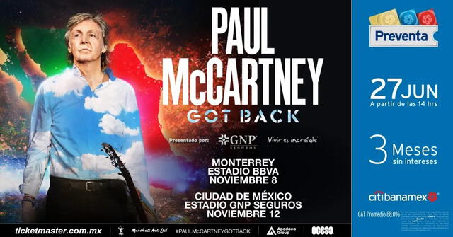 Paul McCartney vuelve a México en noviembre del 2024.